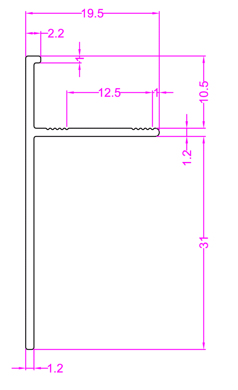 Profil de finition,Plan de travail 38mm, , Alu